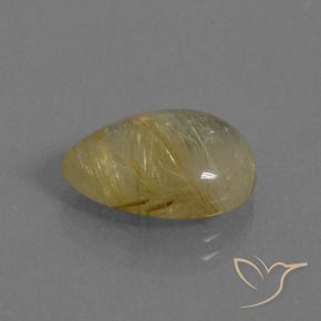Quartzo Rutilo Castanho Dourado Muito Claro Natural 6.12ct, Formato de pêra, Transparente