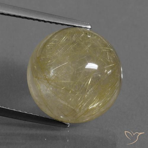 11.66ct Natural Amarelo Toscana Quartzo Rutilo, Redondo, Transparente