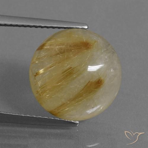 7.53ct Natural amarelo médio Quartzo Rutilo, Redondo, Transparente
