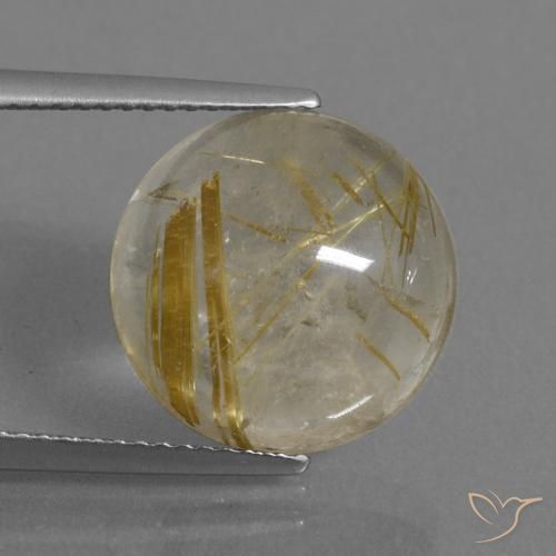 8.00ct Natural Castanho Dourado Muito Claro Quartzo Rutilo, Redondo, Transparente
