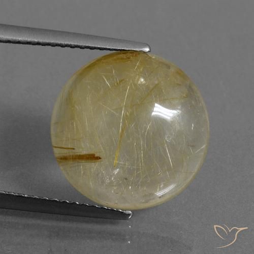 7.33ct Natural Castanho Dourado Muito Claro Quartzo Rutilo, Redondo, Transparente