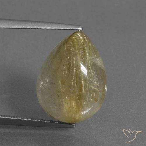 9.50ct Natural Castanho Dourado Muito Claro Quartzo Rutilo, Formato de pêra, Transparente