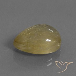 Quartzo Rutilo Castanho Dourado Muito Claro Natural 9.50ct, Formato de pêra, Transparente