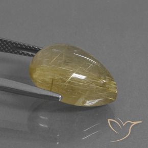 Quartzo Rutilo Castanho Dourado Muito Claro Natural 9.50ct, Formato de pêra, Transparente
