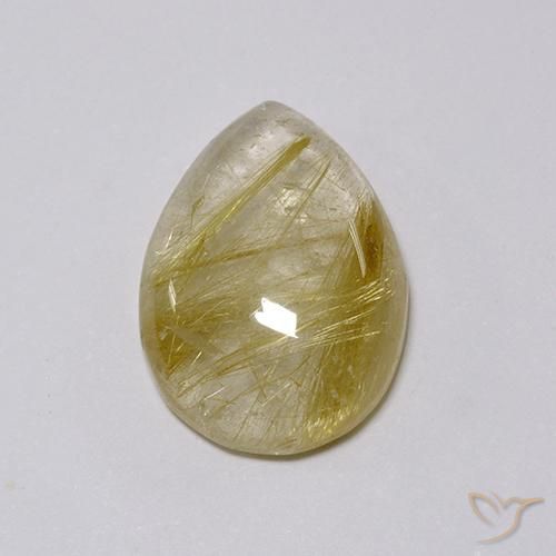 7.58ct Natural Castanho Dourado Muito Claro Quartzo Rutilo, Formato de pêra, Transparente