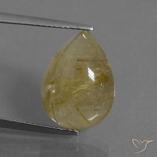 8.60ct Natural Castanho Dourado Muito Claro Quartzo Rutilo, Formato de pêra, Translúcido