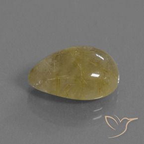 Quartzo Rutilo Castanho Dourado Muito Claro Natural 8.60ct, Formato de pêra, Translúcido