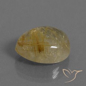 Quartzo Rutilo Castanho Dourado Muito Claro Natural 11.11ct, Formato de pêra, Transparente