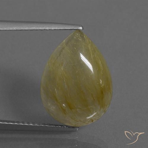 7.62ct Natural amarelo médio Quartzo Rutilo, Formato de pêra, Transparente