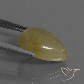Quartzo Rutilo amarelo médio Natural 7.62ct, Formato de pêra, Transparente