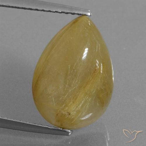 7.37ct Natural Amarelo Terroso Quartzo Rutilo, Formato de pêra, Translúcido