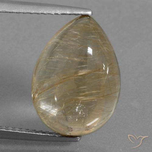7.59ct Natural Castanho Dourado Muito Claro Quartzo Rutilo, Formato de pêra, Transparente