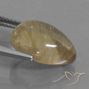 Quartzo Rutilo Castanho Dourado Muito Claro Natural 7.59ct, Formato de pêra, Transparente