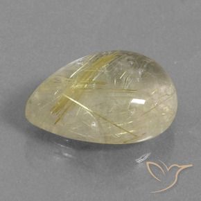 Quartzo Rutilo Amarelo claro Natural 7.30ct, Formato de pêra, Transparente
