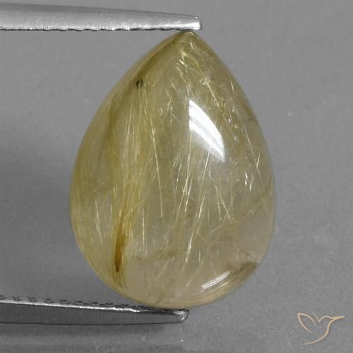 7.30ct Natural amarelo médio Quartzo Rutilo, Formato de pêra, Transparente