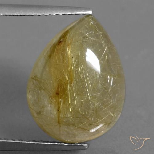 9.22ct Natural Luz amarela Quartzo Rutilo, Formato de pêra, Transparente