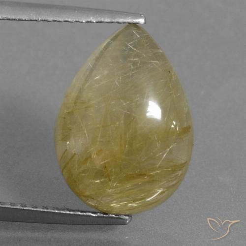 6.34ct Natural Amarelo claro Quartzo Rutilo, Formato de pêra, Translúcido