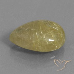 Quartzo Rutilo Amarelo claro Natural 6.34ct, Formato de pêra, Translúcido