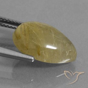 Quartzo Rutilo Amarelo claro Natural 6.34ct, Formato de pêra, Translúcido