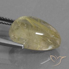 Quartzo Rutilo Amarelo Dijon muito claro Natural 8.32ct, Formato de pêra, Transparente
