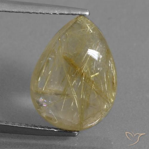 6.71ct Natural Amarelo Toscana Quartzo Rutilo, Formato de pêra, Transparente