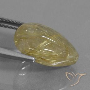 Quartzo Rutilo Amarelo Toscana Natural 6.71ct, Formato de pêra, Transparente