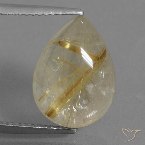 7.32ct Natural amarelo quente Quartzo Rutilo, Formato de pêra, Transparente