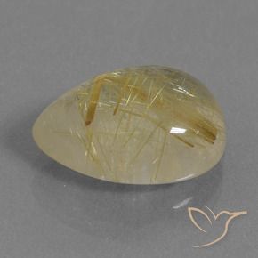 Quartzo Rutilo amarelo quente Natural 7.32ct, Formato de pêra, Transparente