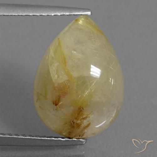 6.71ct Natural Luz amarela Quartzo Rutilo, Formato de pêra, Translúcido