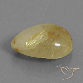 Quartzo Rutilo Luz amarela Natural 6.71ct, Formato de pêra, Translúcido