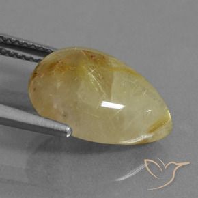 Quartzo Rutilo Luz amarela Natural 6.71ct, Formato de pêra, Translúcido