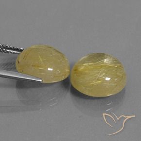 Pedras preciosas de Quartzo Rutilo Luz amarela natural de 15.21 ct, Redondo, Transparente