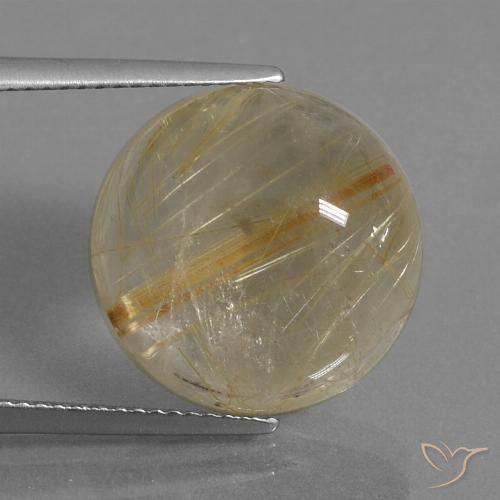 14.48ct Natural Castanho Dourado Muito Claro Quartzo Rutilo, Redondo, Transparente