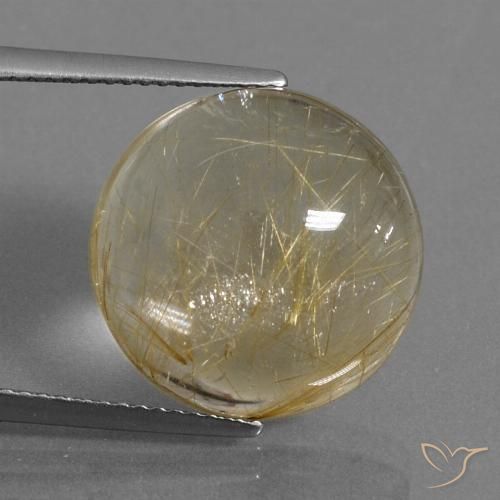 13.08ct Natural Castanho Dourado Muito Claro Quartzo Rutilo, Redondo, Transparente