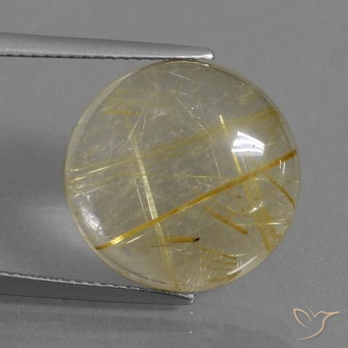 12.08ct Natural Luz amarela Quartzo Rutilo, Redondo, Transparente