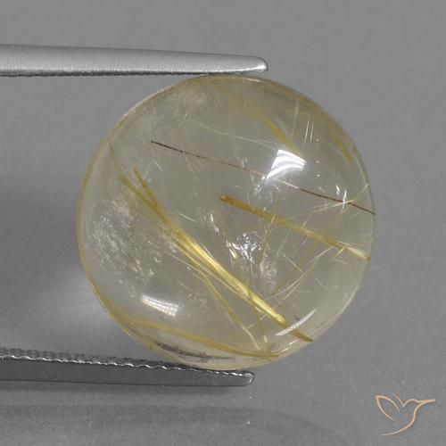 11.39ct Natural Luz amarela Quartzo Rutilo, Redondo, Transparente