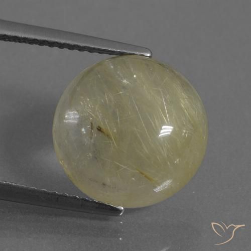 7.54ct Natural Luz amarela Quartzo Rutilo, Redondo, Transparente