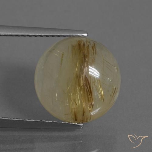 7.12ct Natural Castanho Dourado Muito Claro Quartzo Rutilo, Redondo, Translúcido