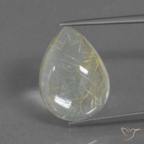 10.33ct Natural Banana Amarela Quartzo Rutilo, Formato de pêra, Transparente