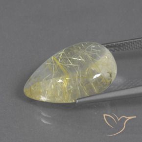 Quartzo Rutilo Banana Amarela Natural 10.33ct, Formato de pêra, Transparente