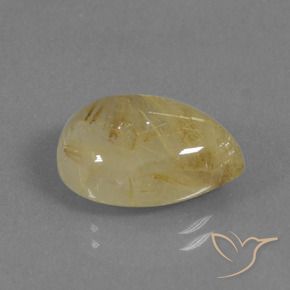 Quartzo Rutilo Amarelo Toscana Natural 8.23ct, Formato de pêra, Translúcido