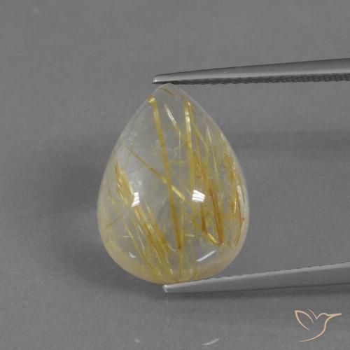 9.34ct Natural Amarelo Terroso Quartzo Rutilo, Formato de pêra, Transparente