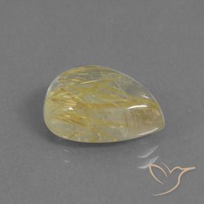 Quartzo Rutilo Amarelo Terroso Natural 9.34ct, Formato de pêra, Transparente