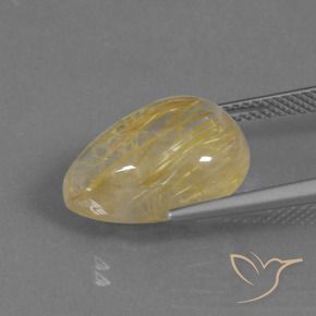Quartzo Rutilo Amarelo Terroso Natural 9.34ct, Formato de pêra, Transparente