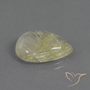Quartzo Rutilo Banana Amarela Natural 8.27ct, Formato de pêra, Transparente