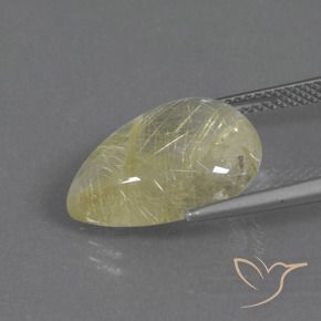 Quartzo Rutilo Banana Amarela Natural 8.27ct, Formato de pêra, Transparente
