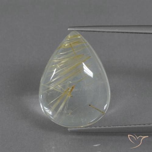 8.51ct Natural Amarelo Terroso Claro Quartzo Rutilo, Formato de pêra, Transparente