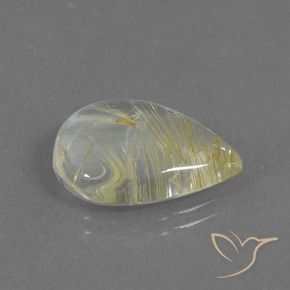 Quartzo Rutilo Amarelo Terroso Claro Natural 8.51ct, Formato de pêra, Transparente