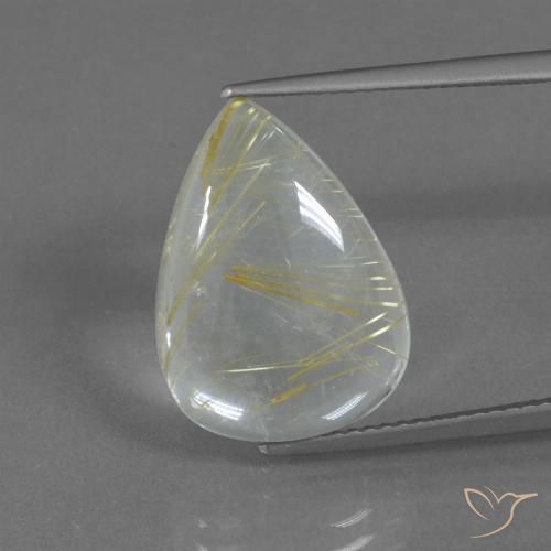8.42ct Natural Amarelo Terroso Claro Quartzo Rutilo, Formato de pêra, Transparente