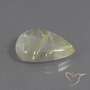 Quartzo Rutilo Amarelo Terroso Claro Natural 8.42ct, Formato de pêra, Transparente